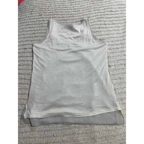 Ecru Tank Top Suede CutOut Overlay Jersey Knit Back 3930SU Womens XS Cream White - Picture 9 of 9